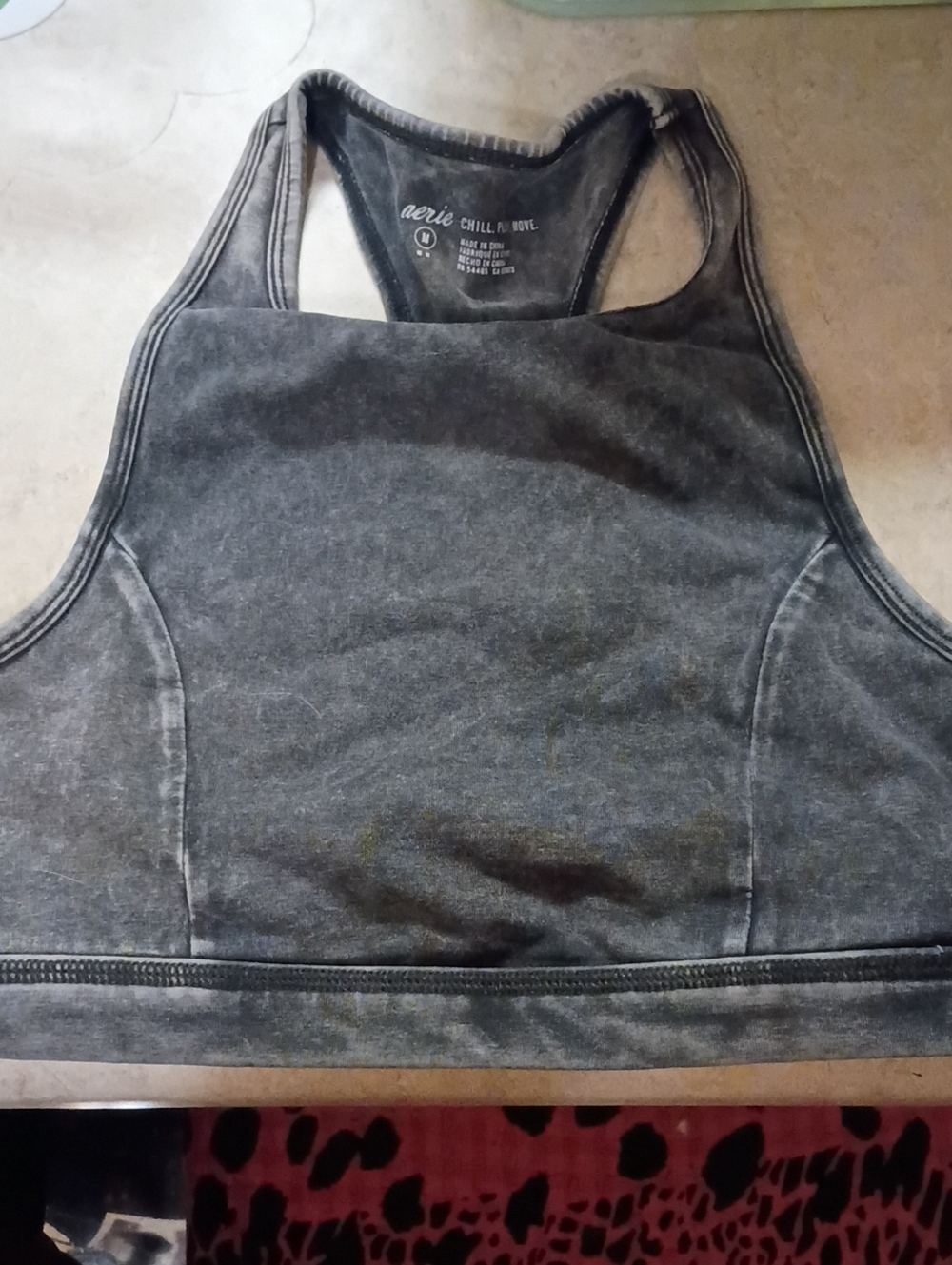 aerie Washed Black High-Neck Chill Crop Tank